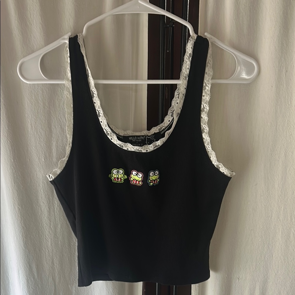 Hello Kitty Black Lace Trim Tank Top